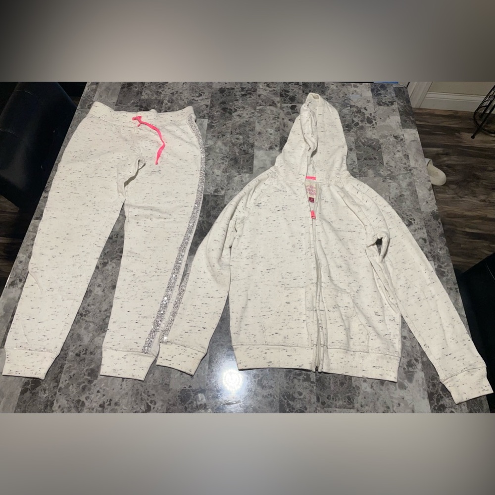 SO Perfect Zip Hoodie White with Black Spots Top and Bottom set